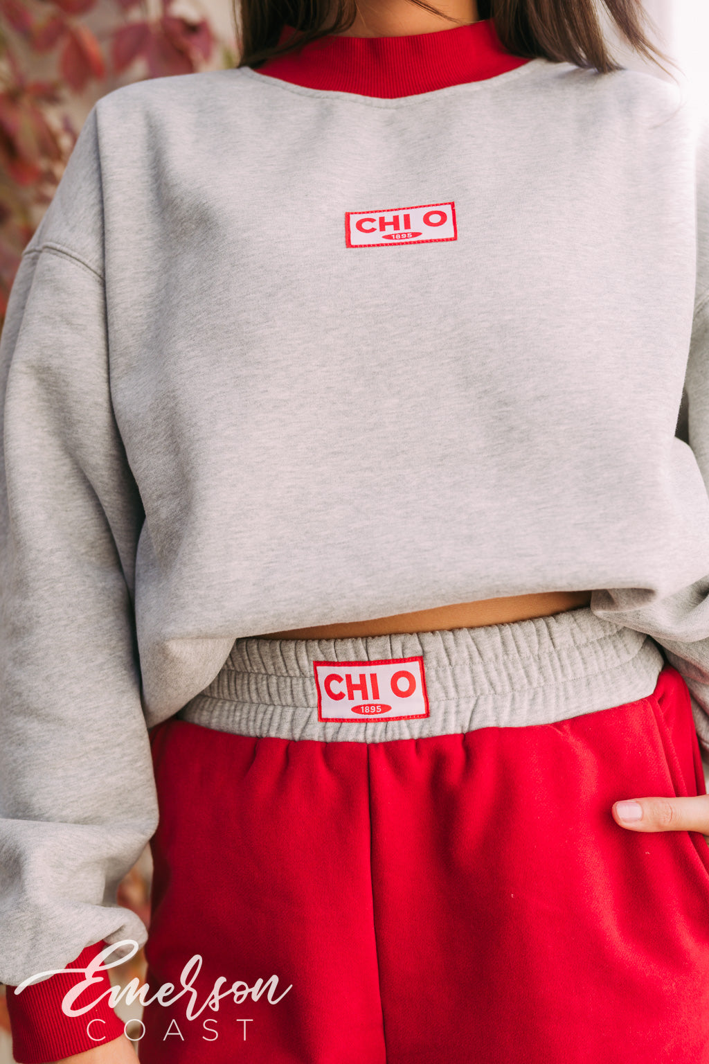 Chi Omega Patchwork Mockneck and Pants Set