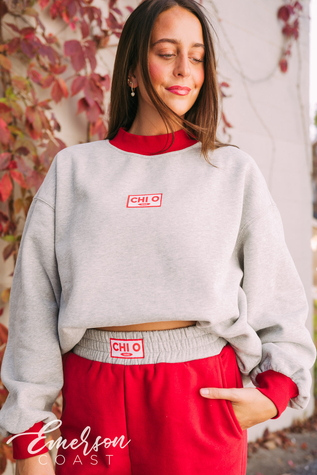 Chi Omega Patchwork Mockneck and Pants Set