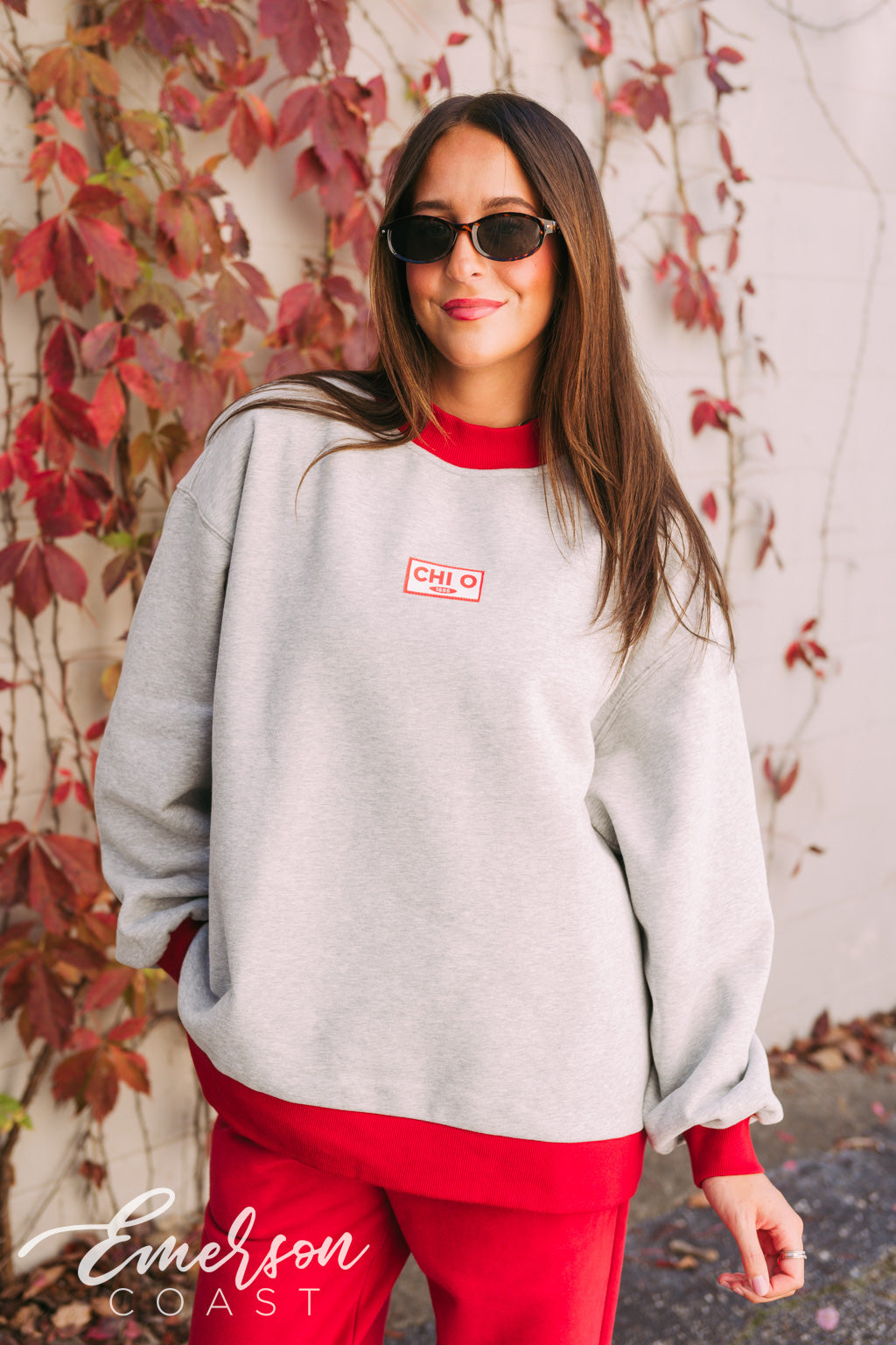 Chi Omega Patchwork Mockneck and Pants Set