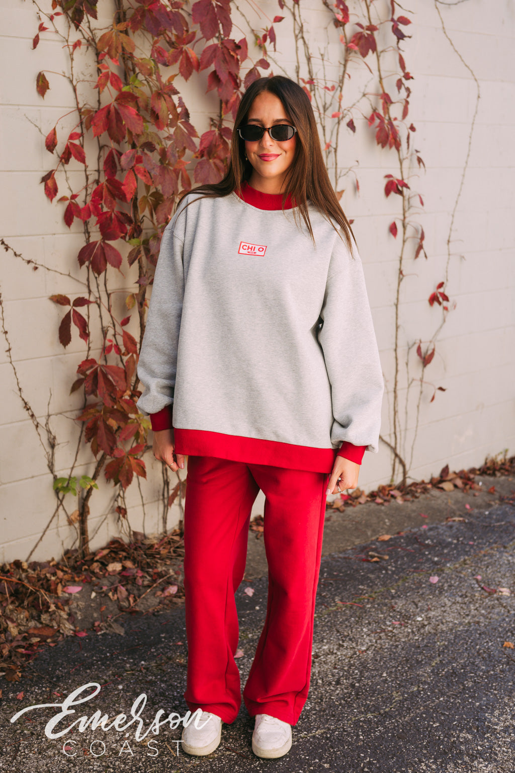 Chi Omega Patchwork Mockneck and Pants Set