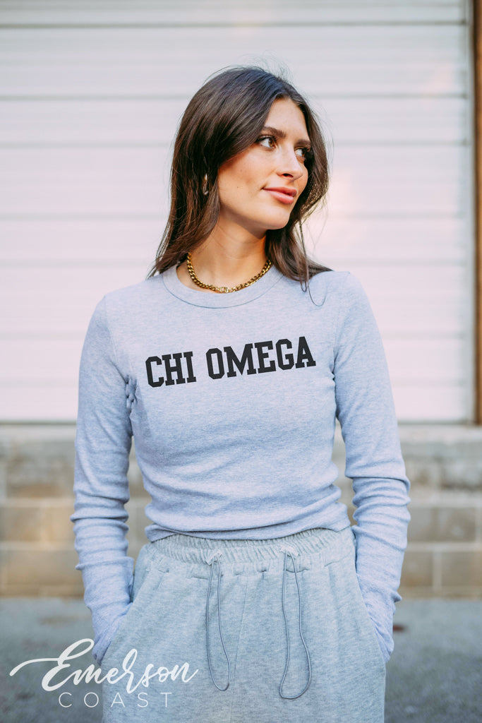 Chi Omega Varsity Crop Longsleeve