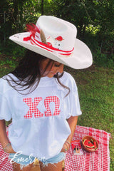 Chi O Gingham Print Letter Jersey