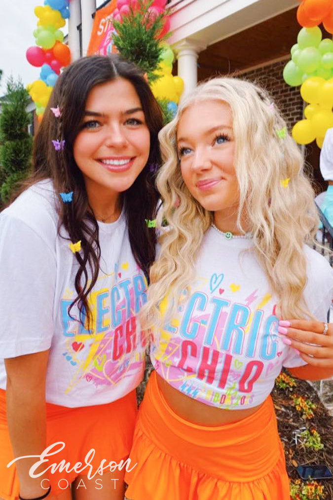 Chi Omega Bid Day Electric Colorful Tee