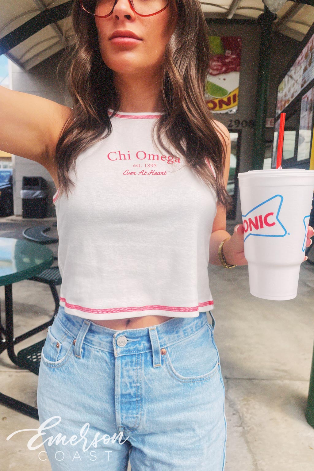 Chi Omega Ever At Heart Stitched Chaney Tank