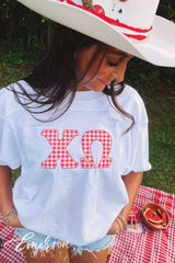 Chi O Gingham Print Letter Jersey