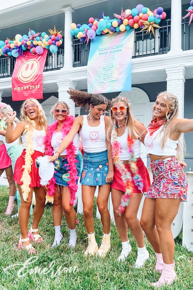 Chi Omega Happy Place Bid Day Ribbed Tank