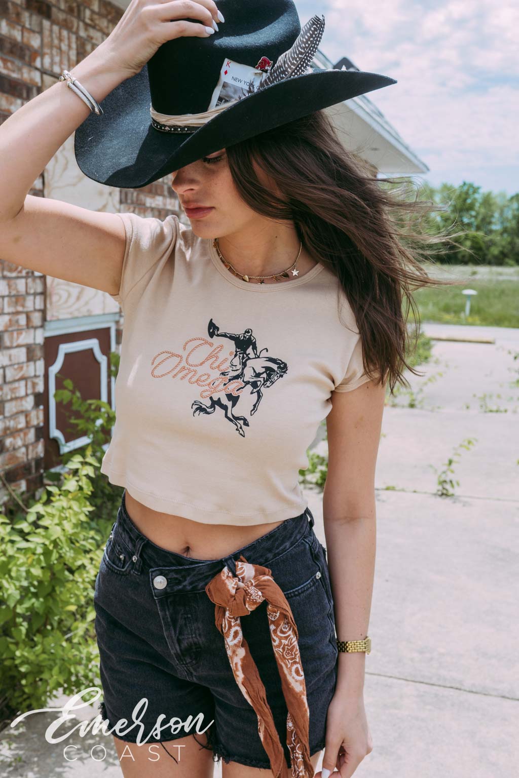 Chi O Cowgirl Bid Day Baby Tee