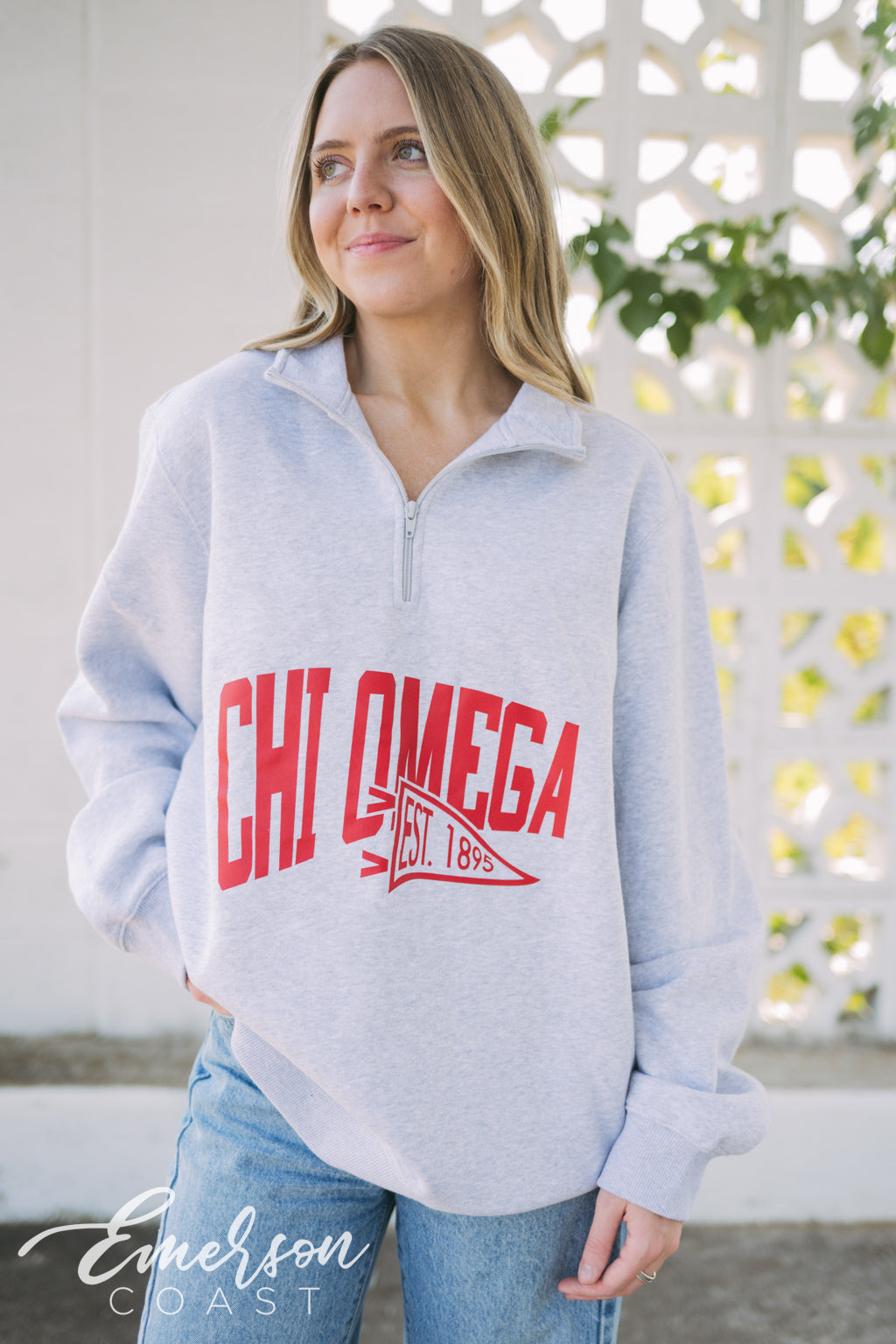 Chi Omega Quarter Zip Pullover