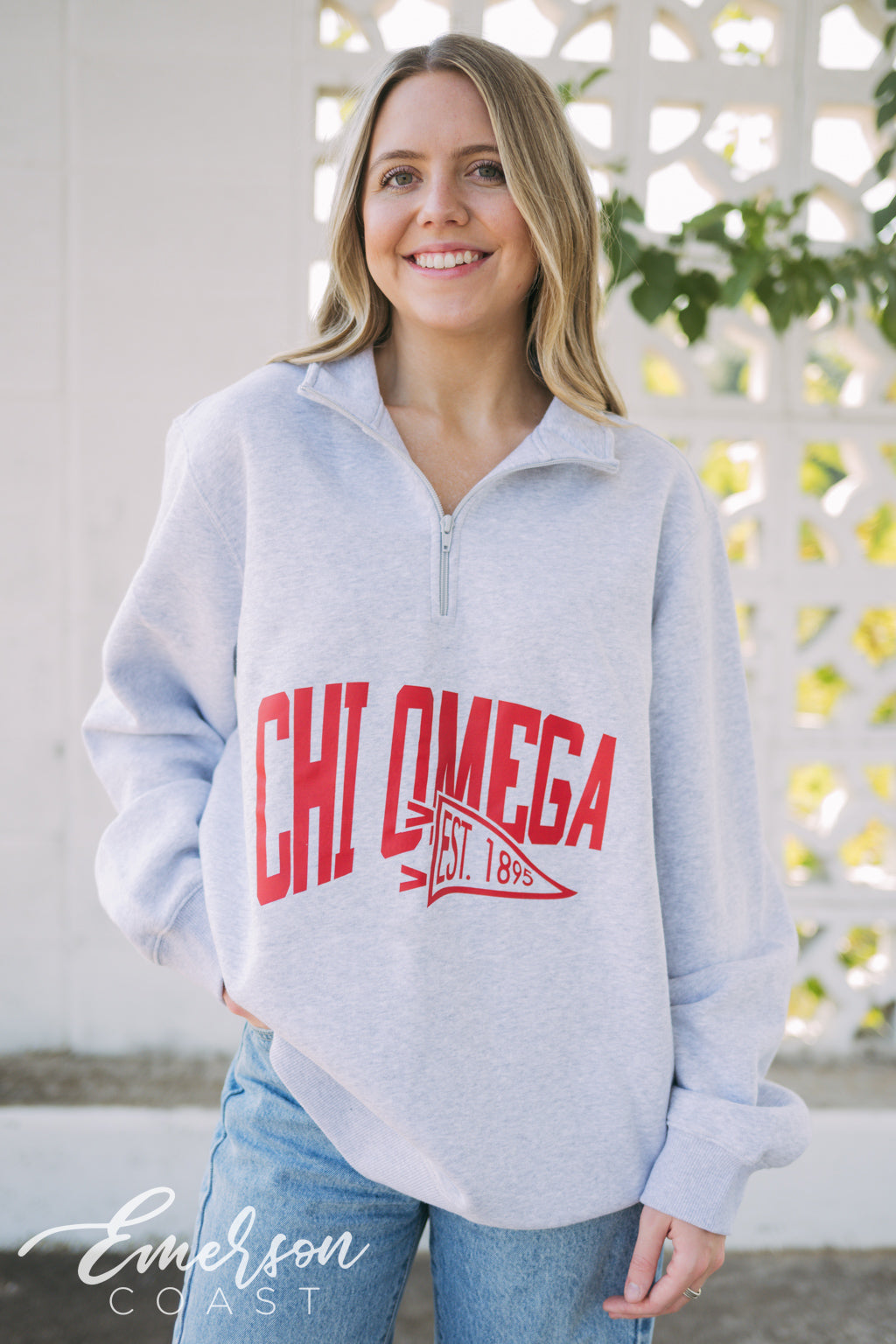 Chi Omega Quarter Zip Pullover
