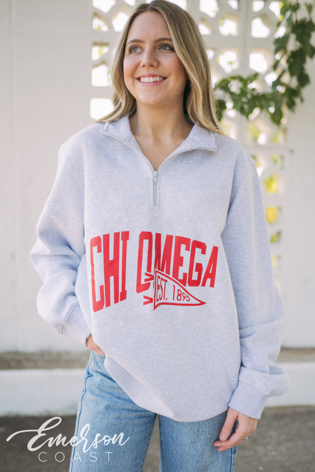 Chi Omega Quarter Zip Pullover