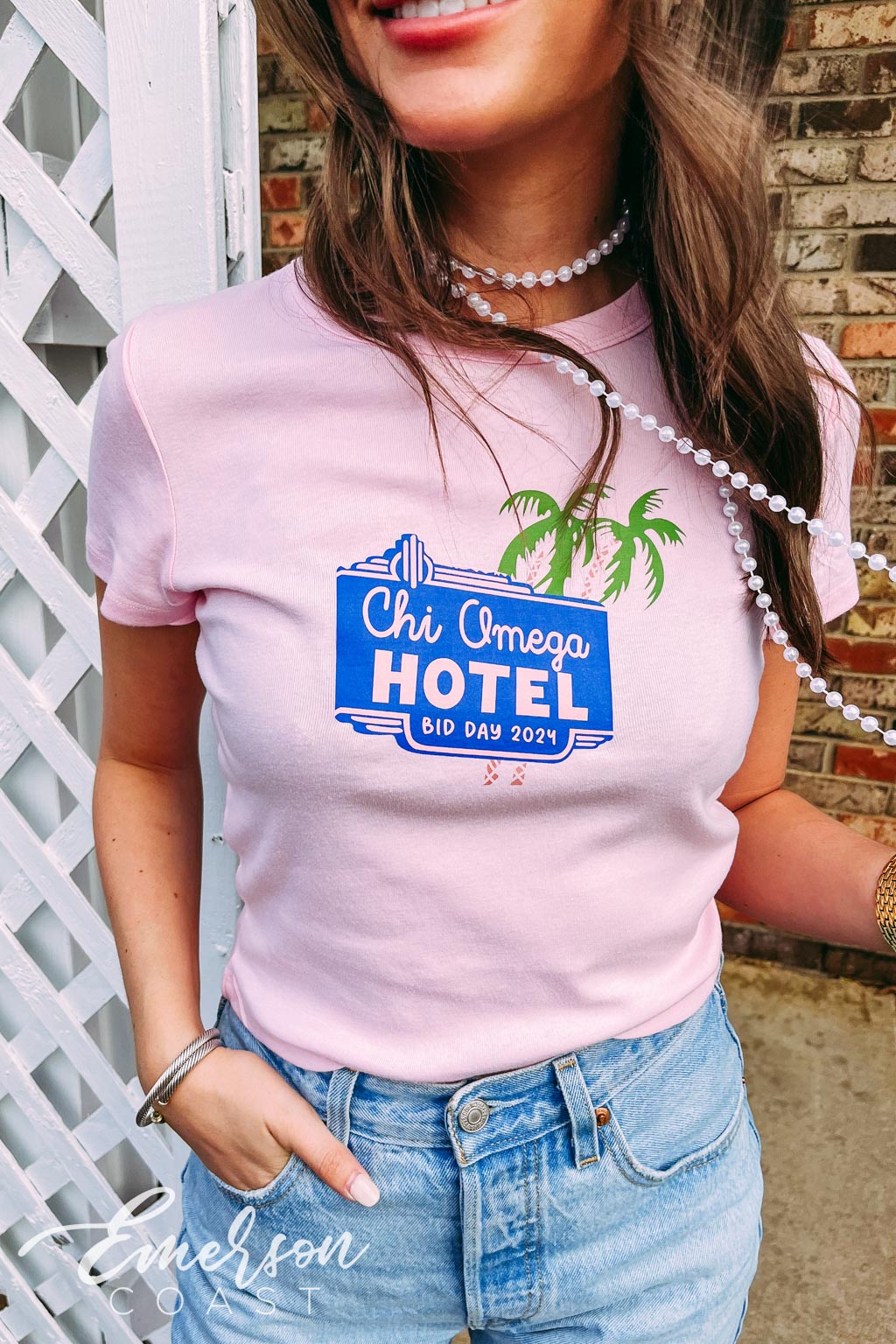 Chi Omega Hotel California Bid Day Baby Tee