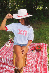 Chi O Gingham Print Letter Jersey