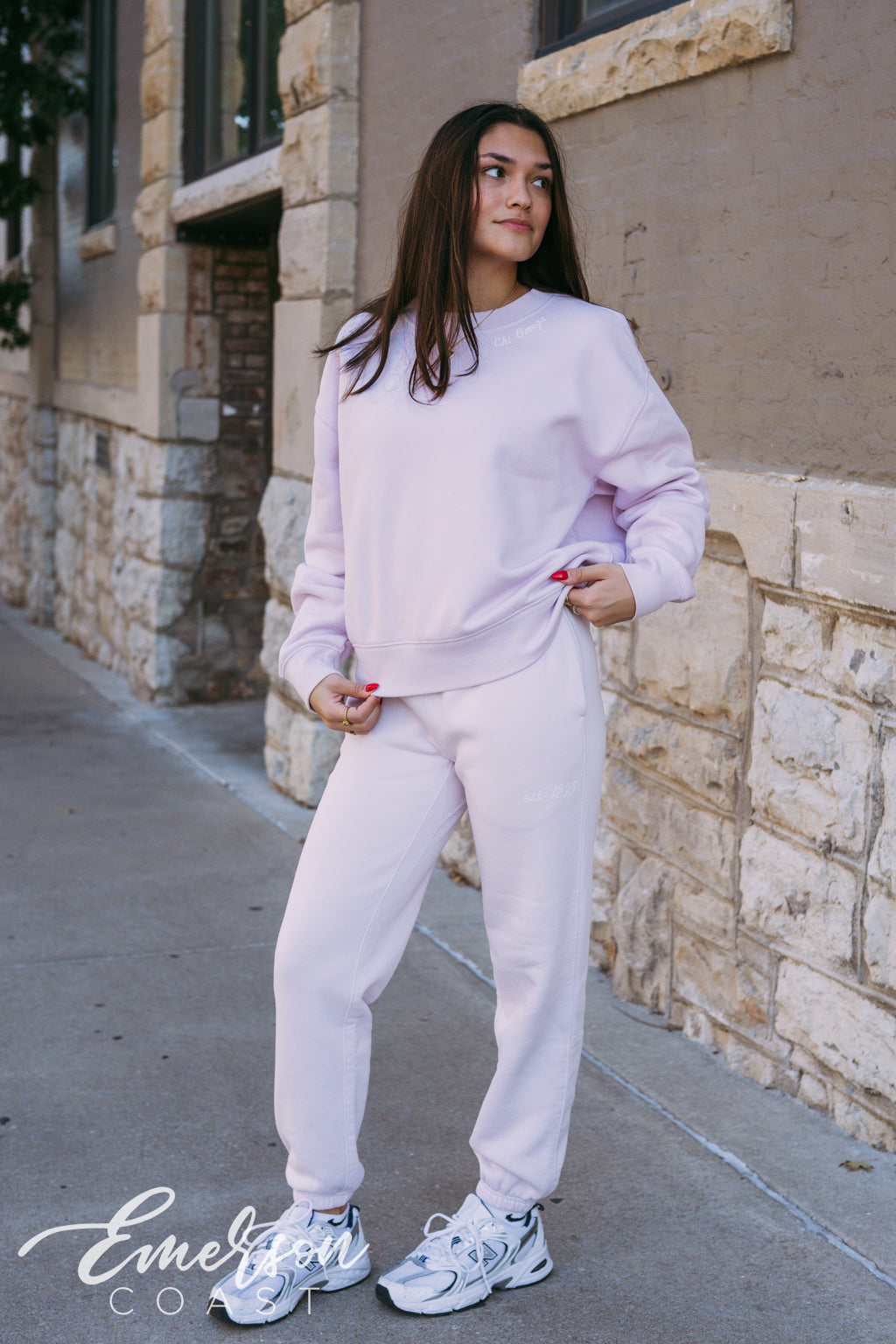 Chi Omega Orchid Crewneck and Jogger Set