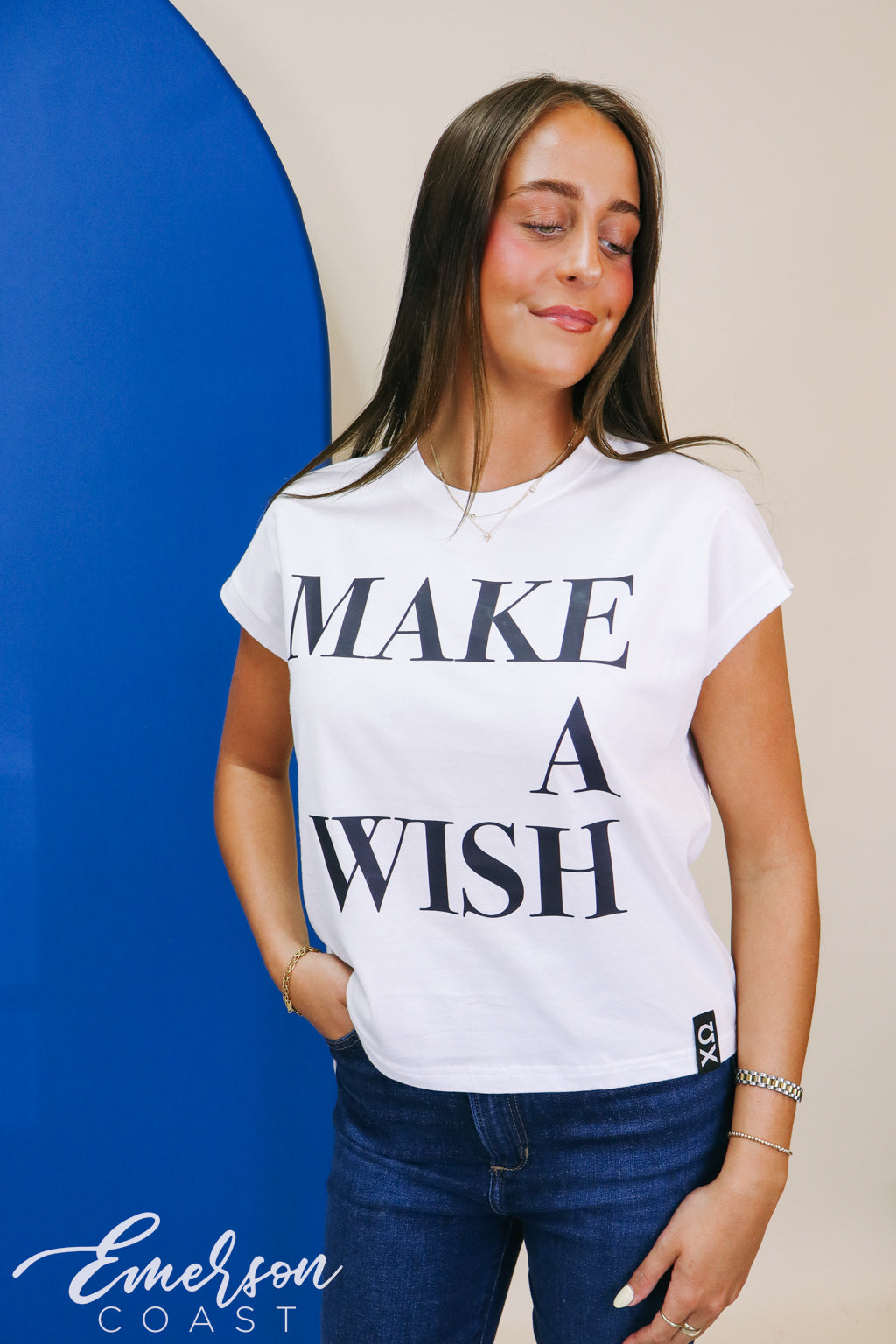 Chi Omega Make A Wish Rolled Cuff Tee