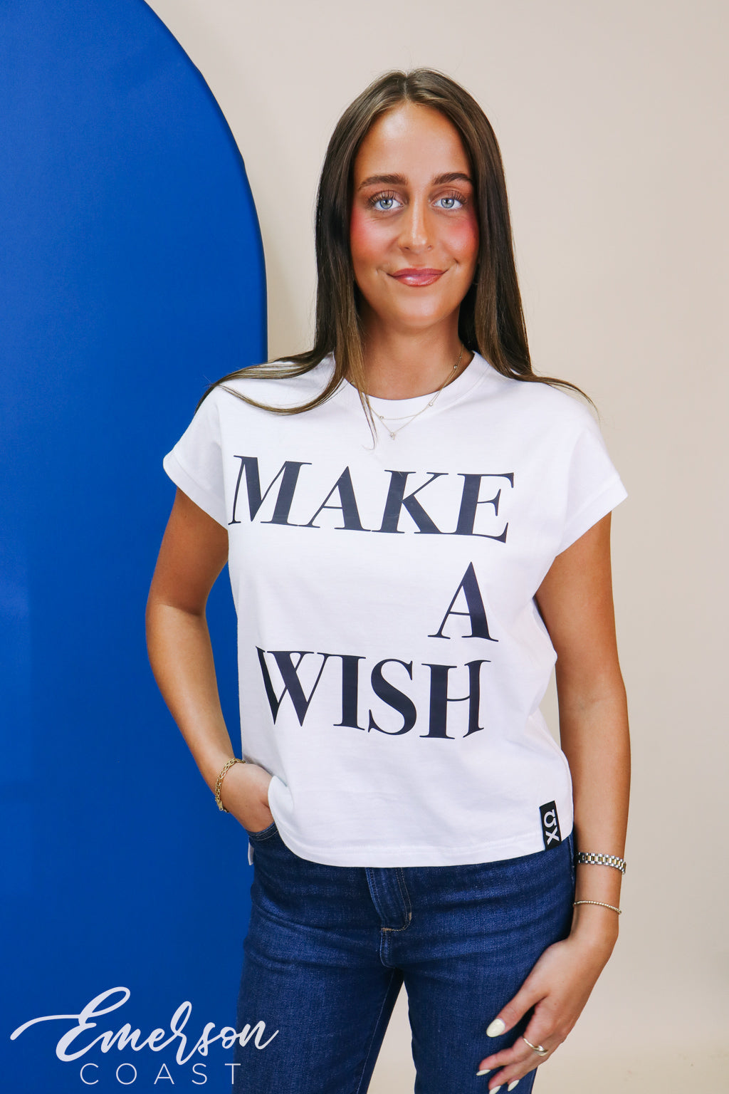 Chi Omega Make A Wish Rolled Cuff Tee