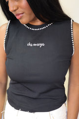 Chi Omega Pearl High Neck Tank