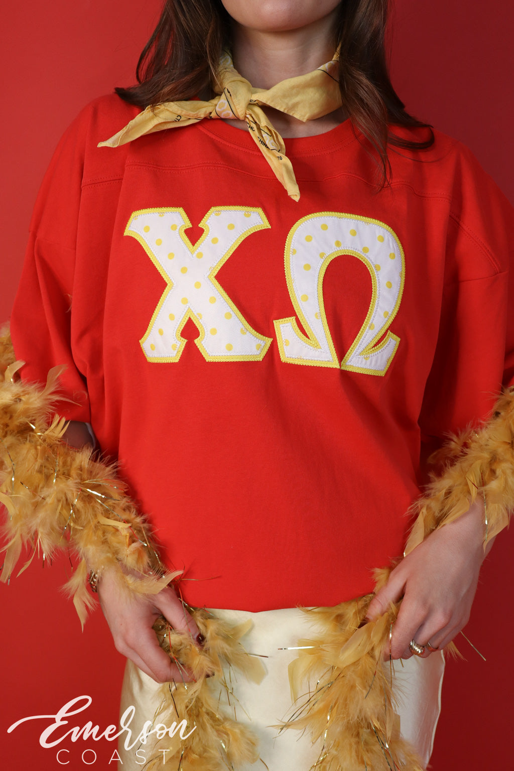 Chi Omega Red Polka Dot Letter Jersey