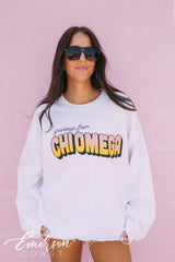 Chi Omega Greetings From Postcard PR Crewneck