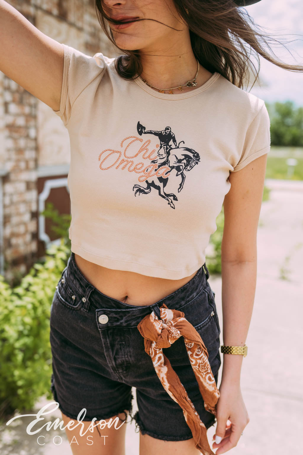 Chi O Cowgirl Bid Day Baby Tee