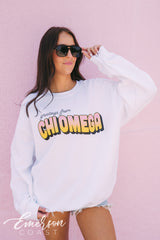 Chi Omega Greetings From Postcard PR Crewneck