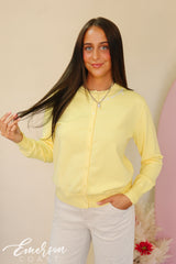 Chi Omega Embroidered Yellow Cardigan
