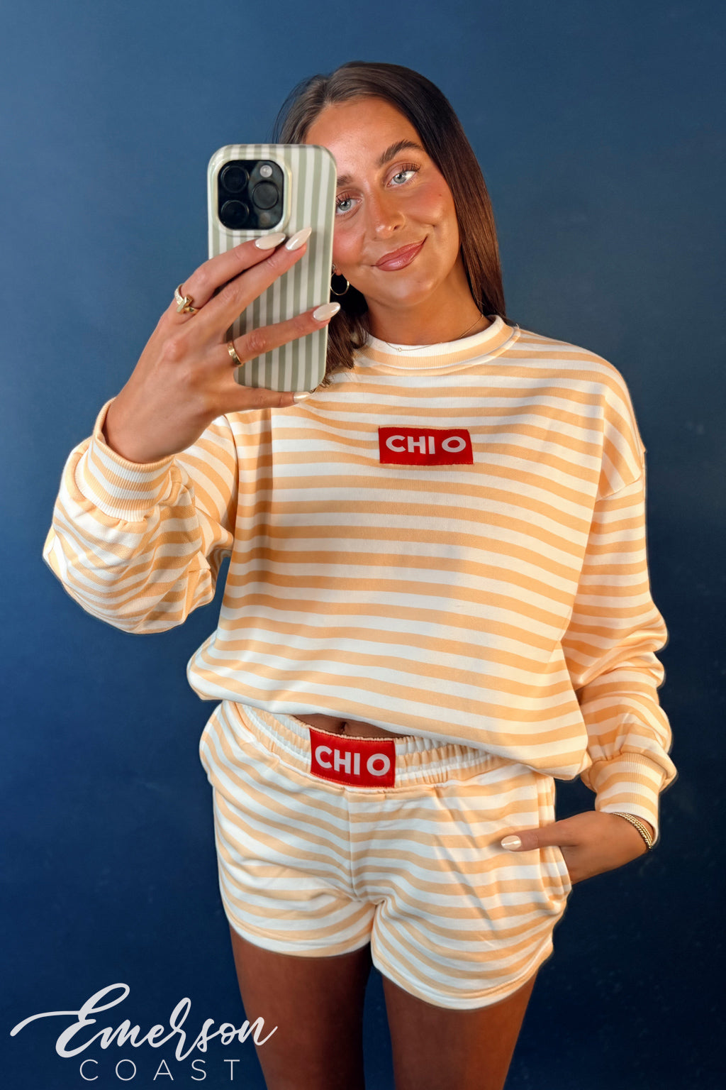 Chi Omega Yellow Striped Patch Set