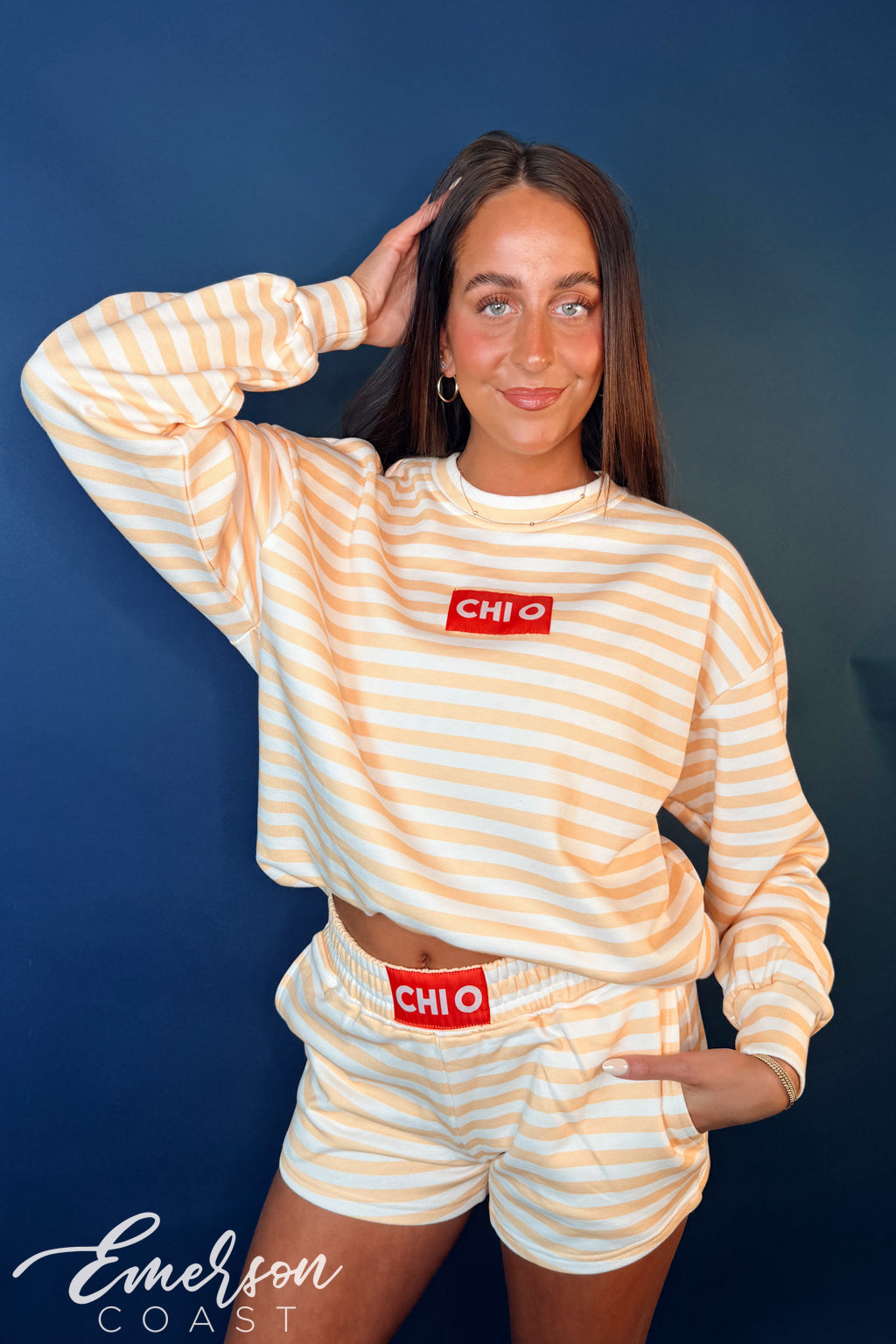 Chi Omega Yellow Striped Patch Set