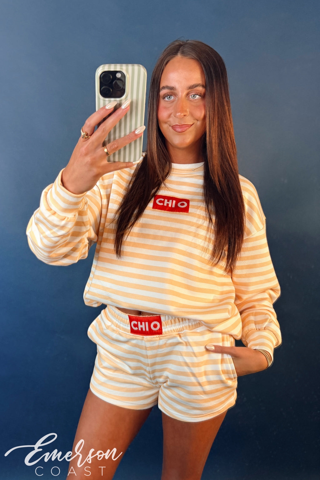 Chi Omega Yellow Striped Patch Set