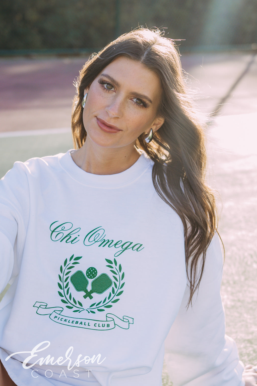 Chi Omega Pickleball Club White Crewneck