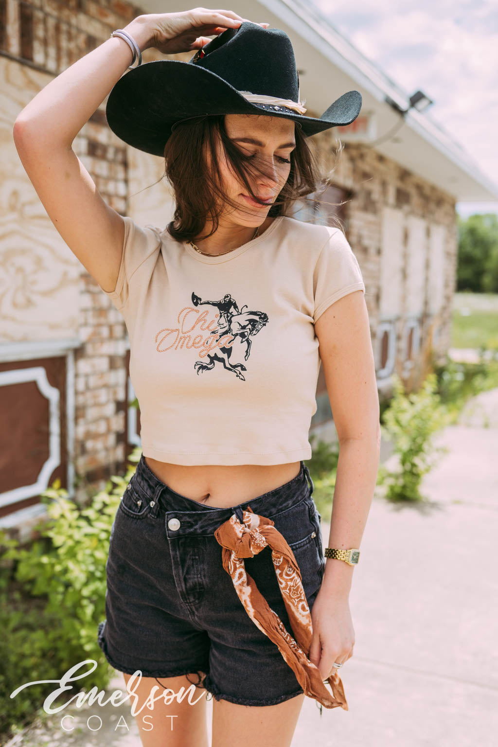 Chi O Cowgirl Bid Day Baby Tee