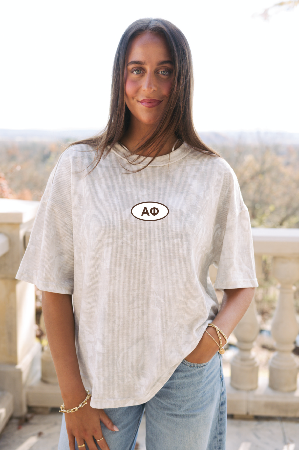 Alpha Phi Classic Washed Camo Tee