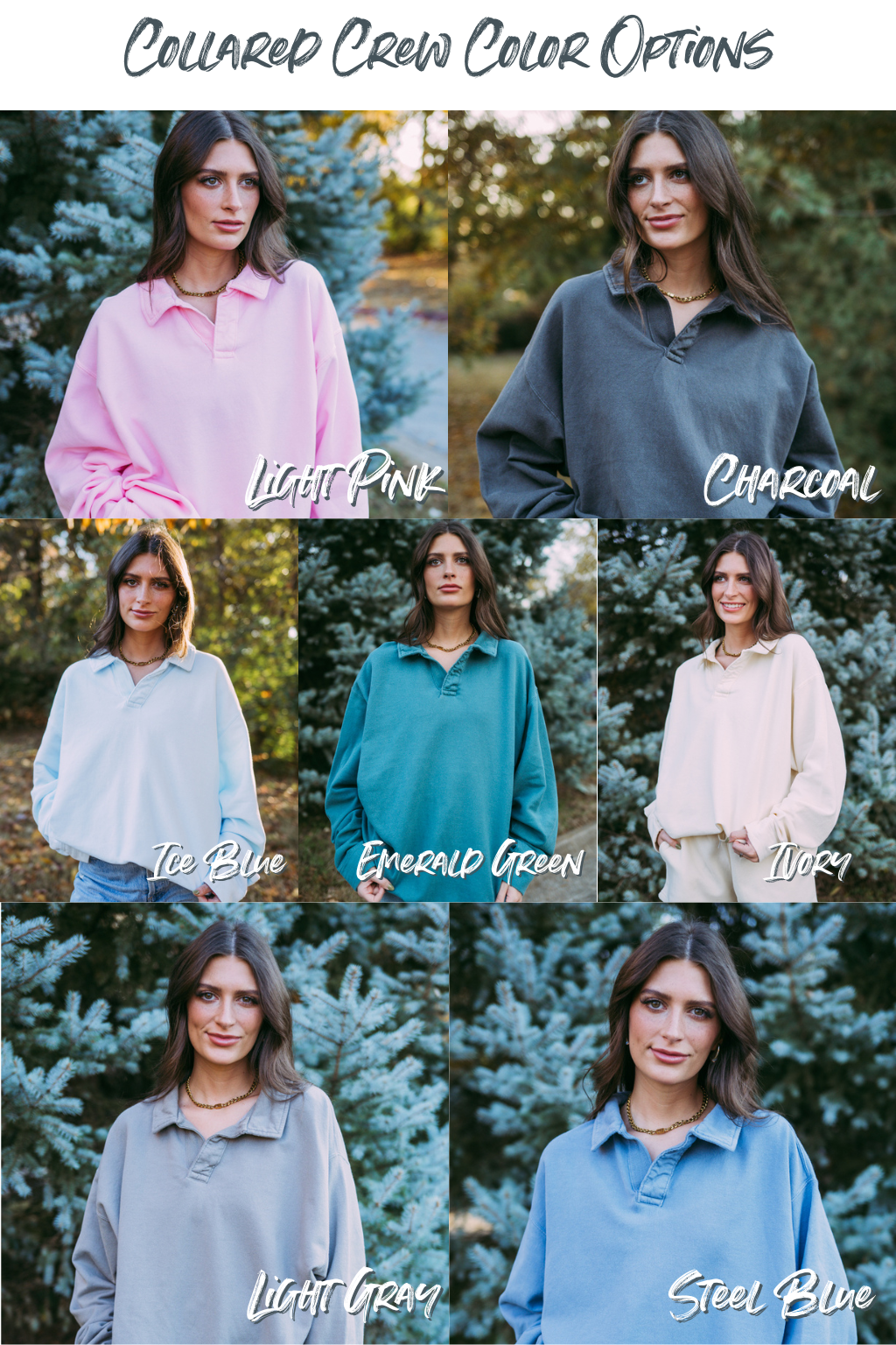 Zeta Arched Letters Oversized Collared Crewneck