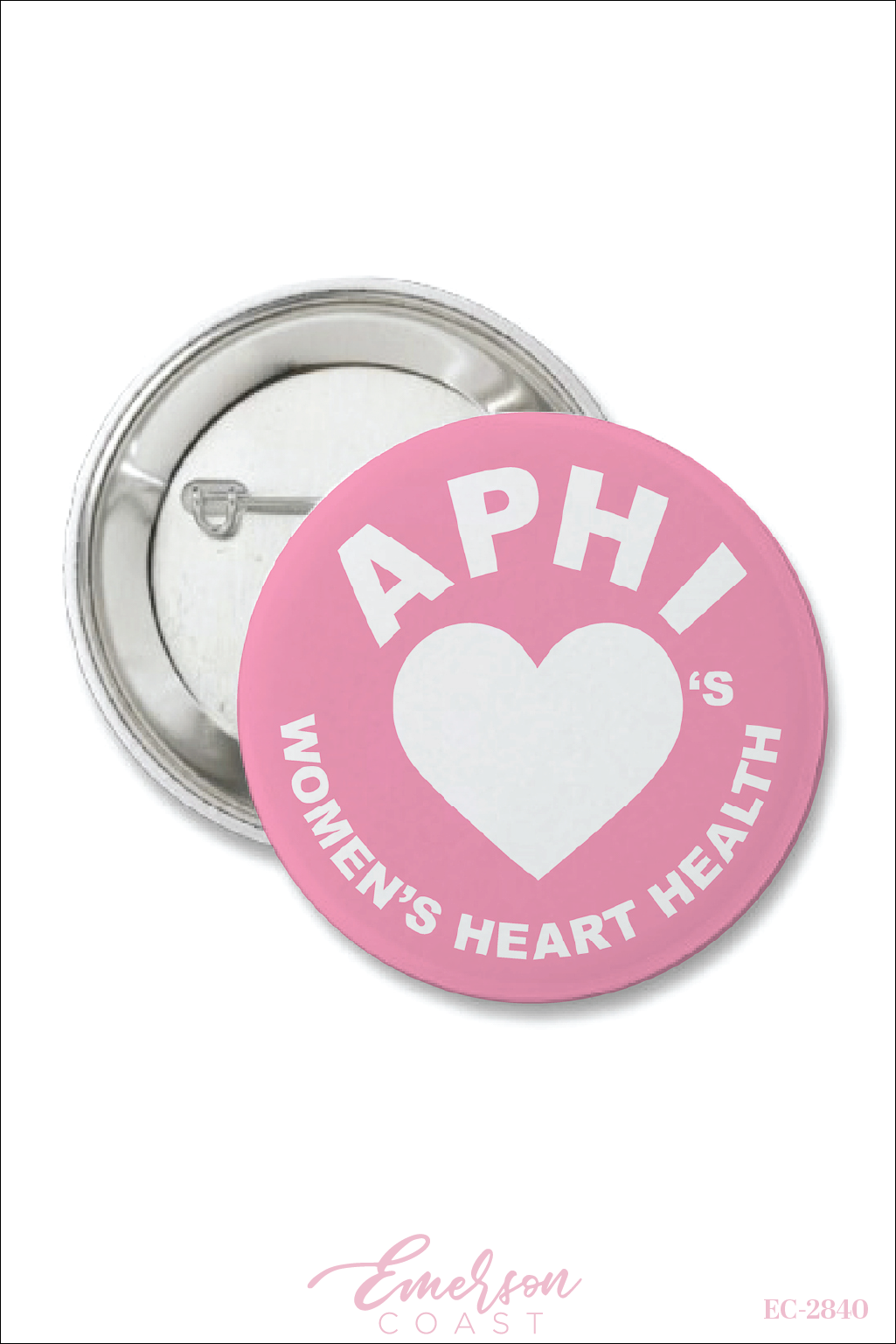 Alpha Phi Womens Heart Health Pink Pin Button