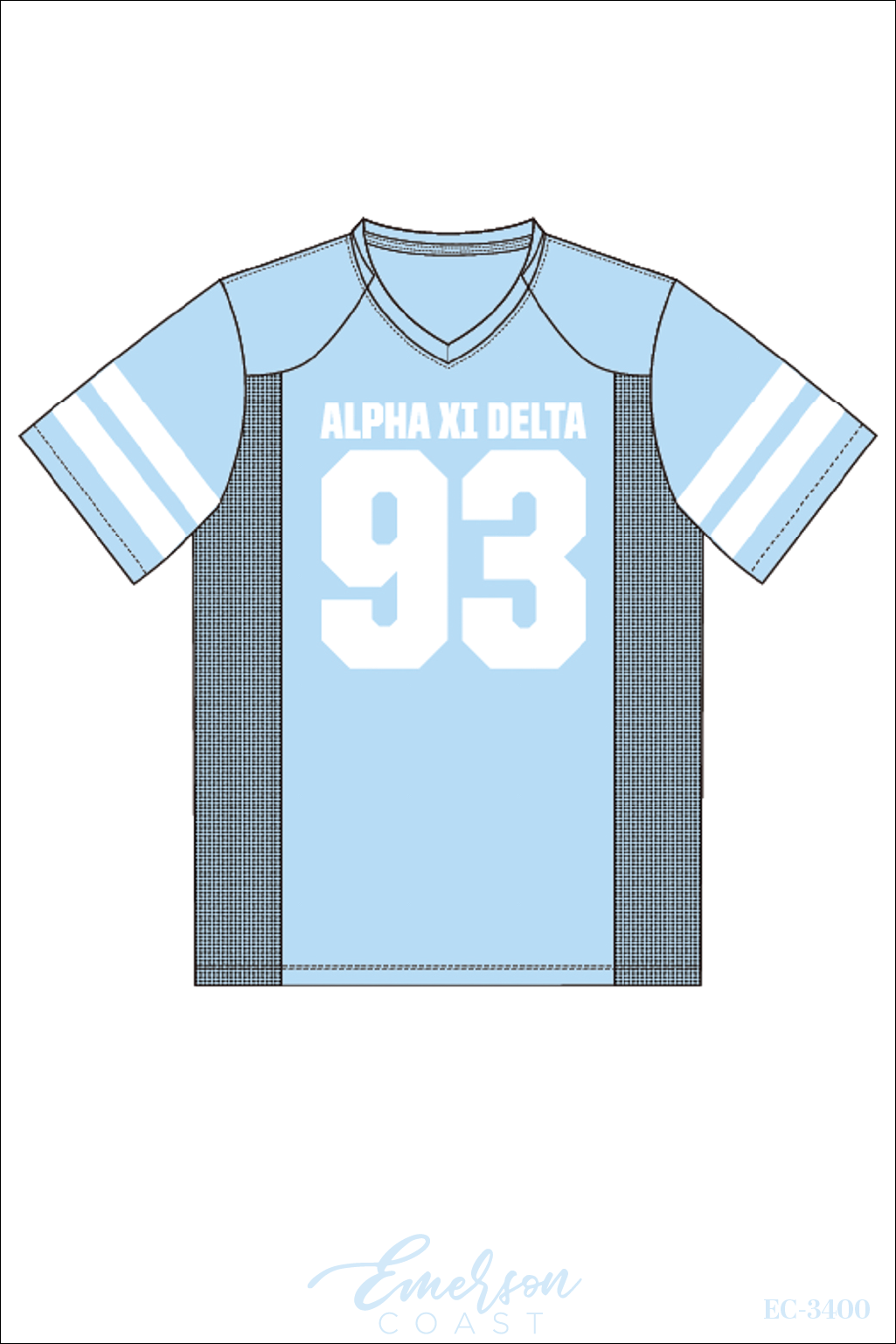 Alpha Xi Delta Sublimated Light Blue Football Jersey