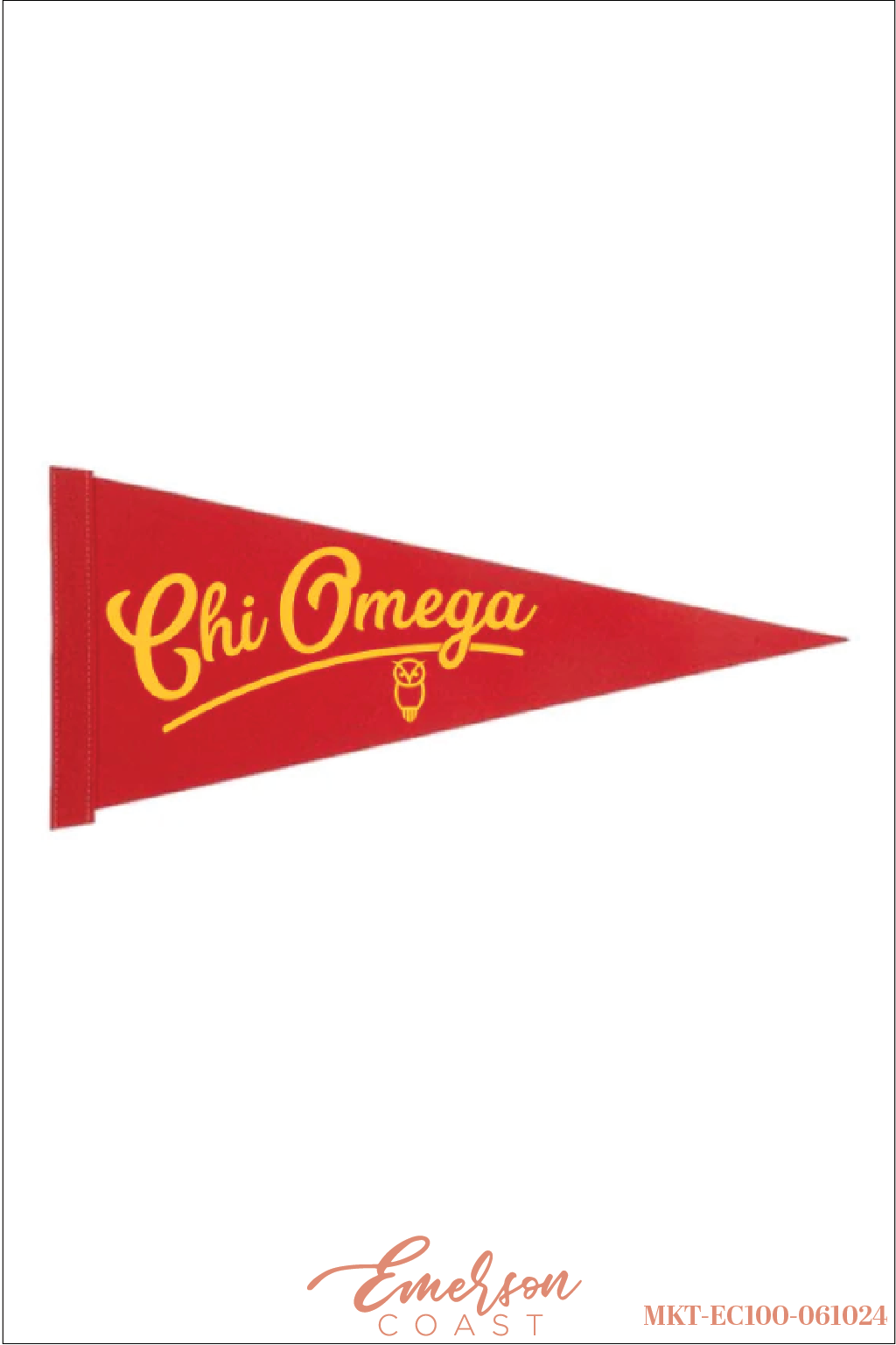 Chi Omega Red Owl Pennant Banner