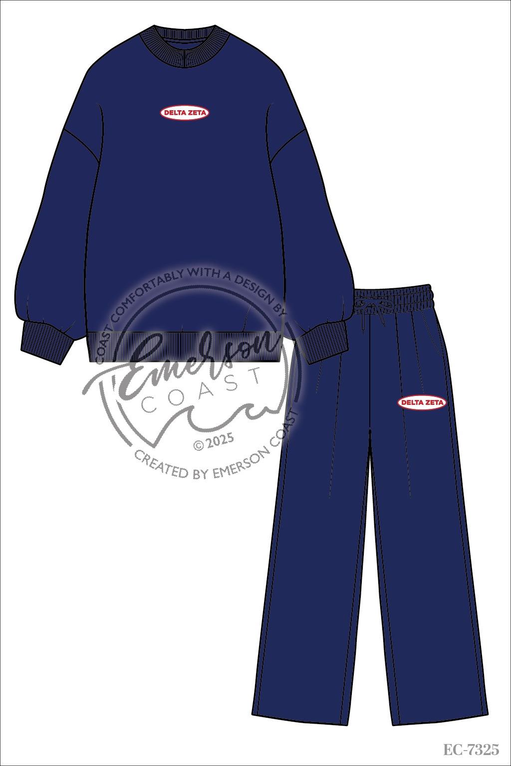 Delta Zeta Navy Mockneck Set