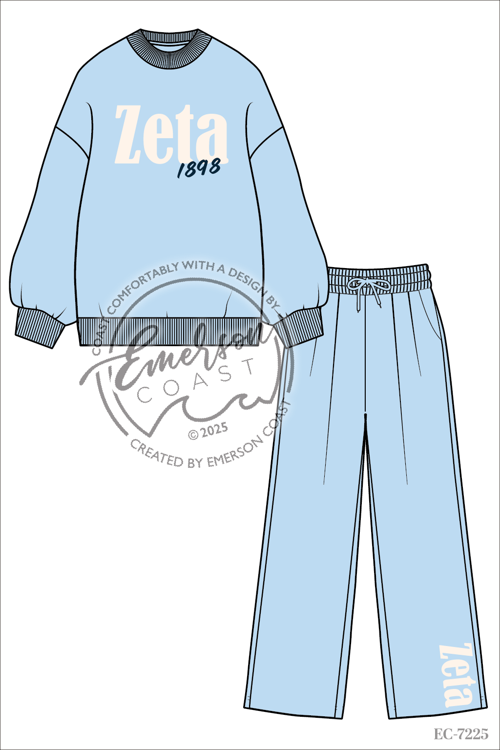 Zeta Baby Blue Mockneck and Wide Leg Set