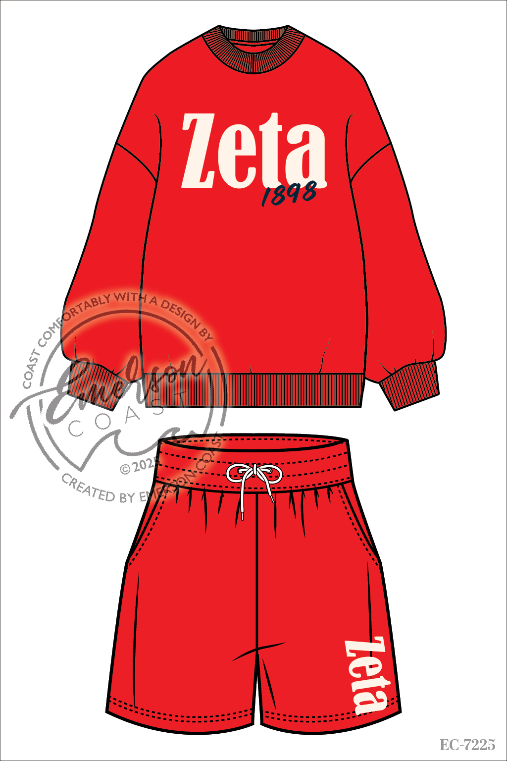 Zeta Red Mockneck and Shorts Set