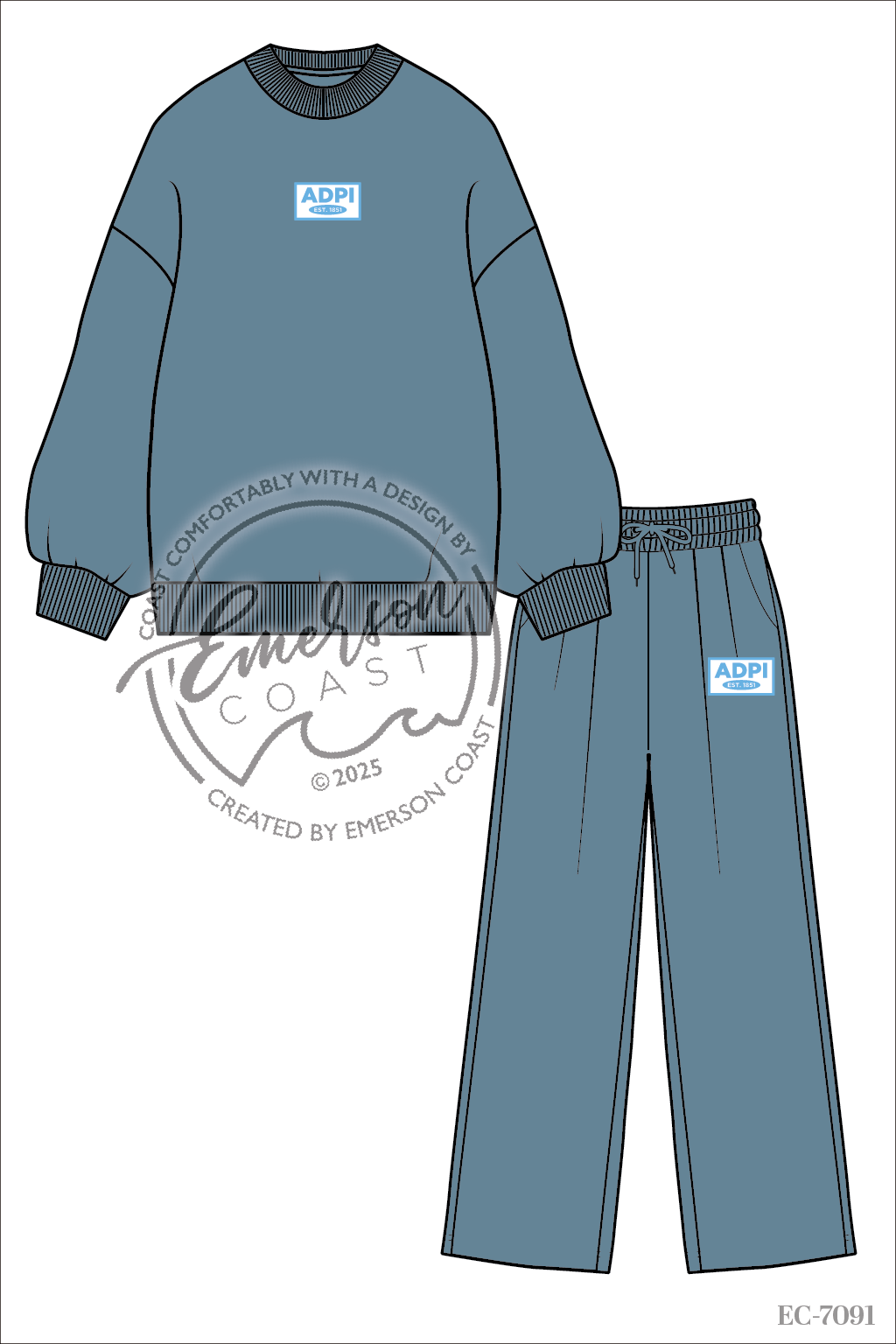 Alpha Delta Pi Mockneck Matching Wide Leg Set