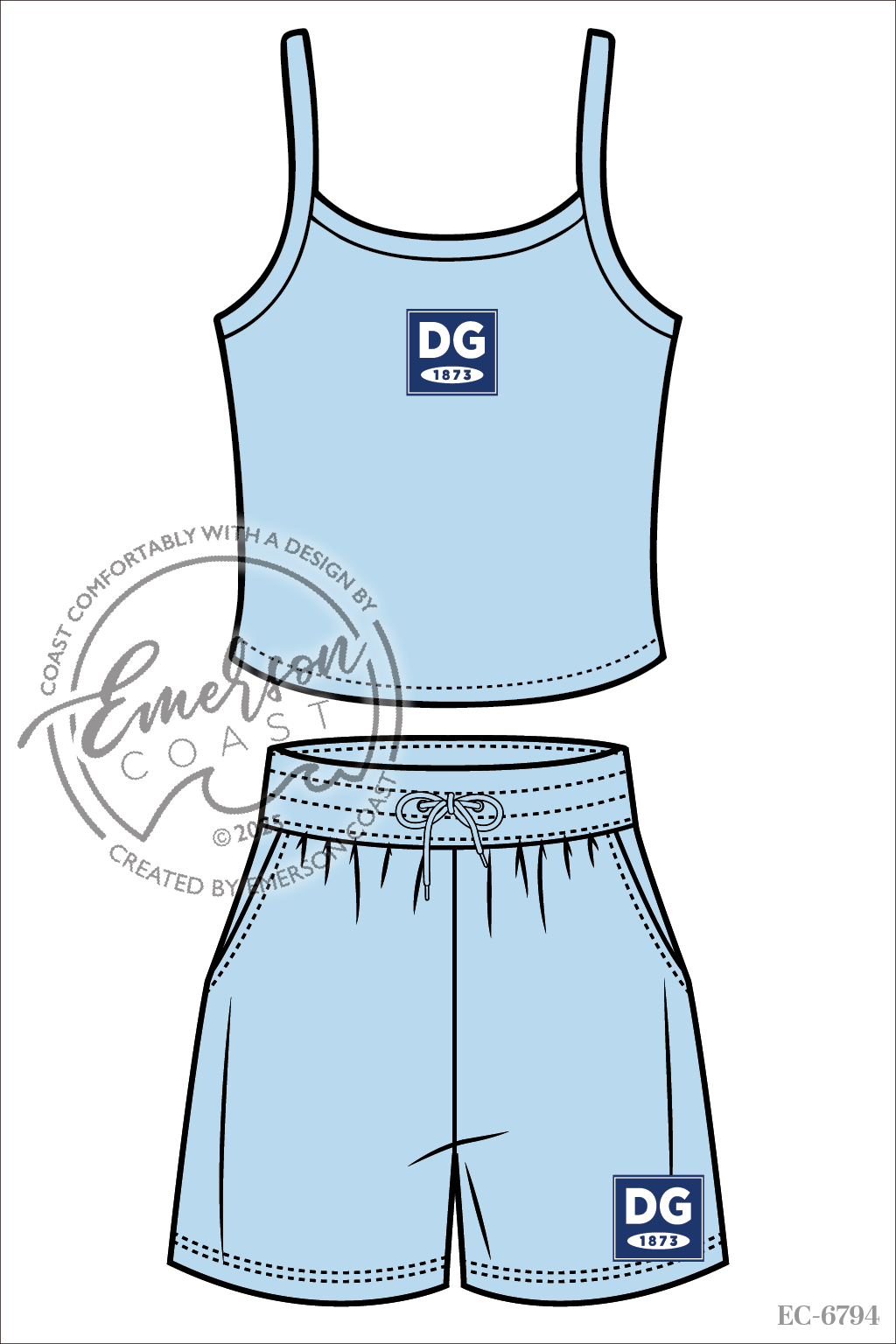Delta Gamma Cropped Matching Tank and Short Set