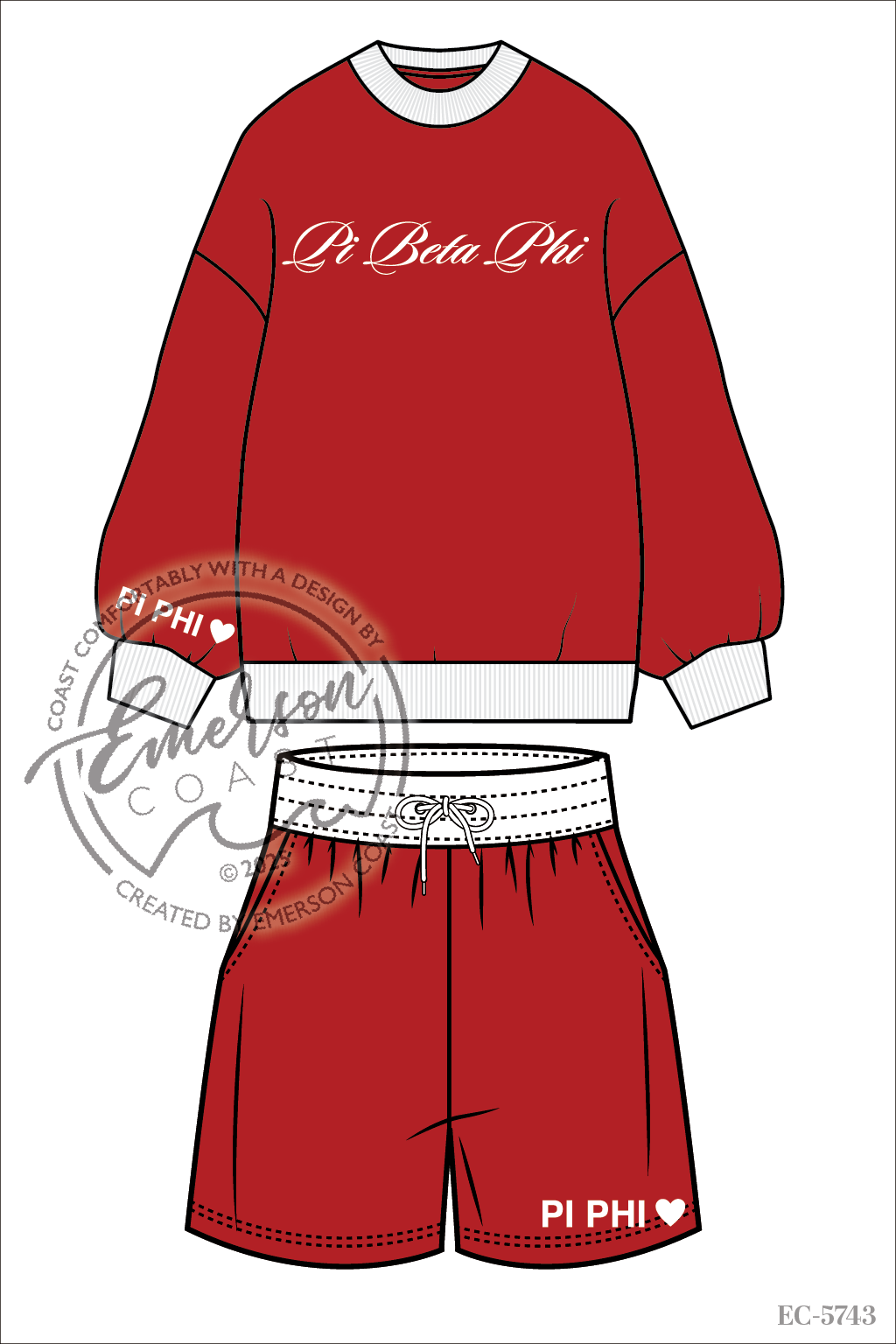 Pi Beta Phi Mockneck and Shorts Set