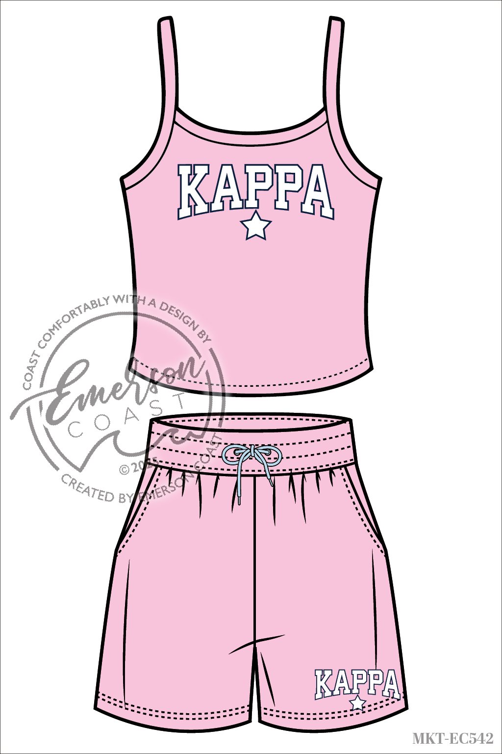 Kappa Pink Cropped Matching Tank and Short Set