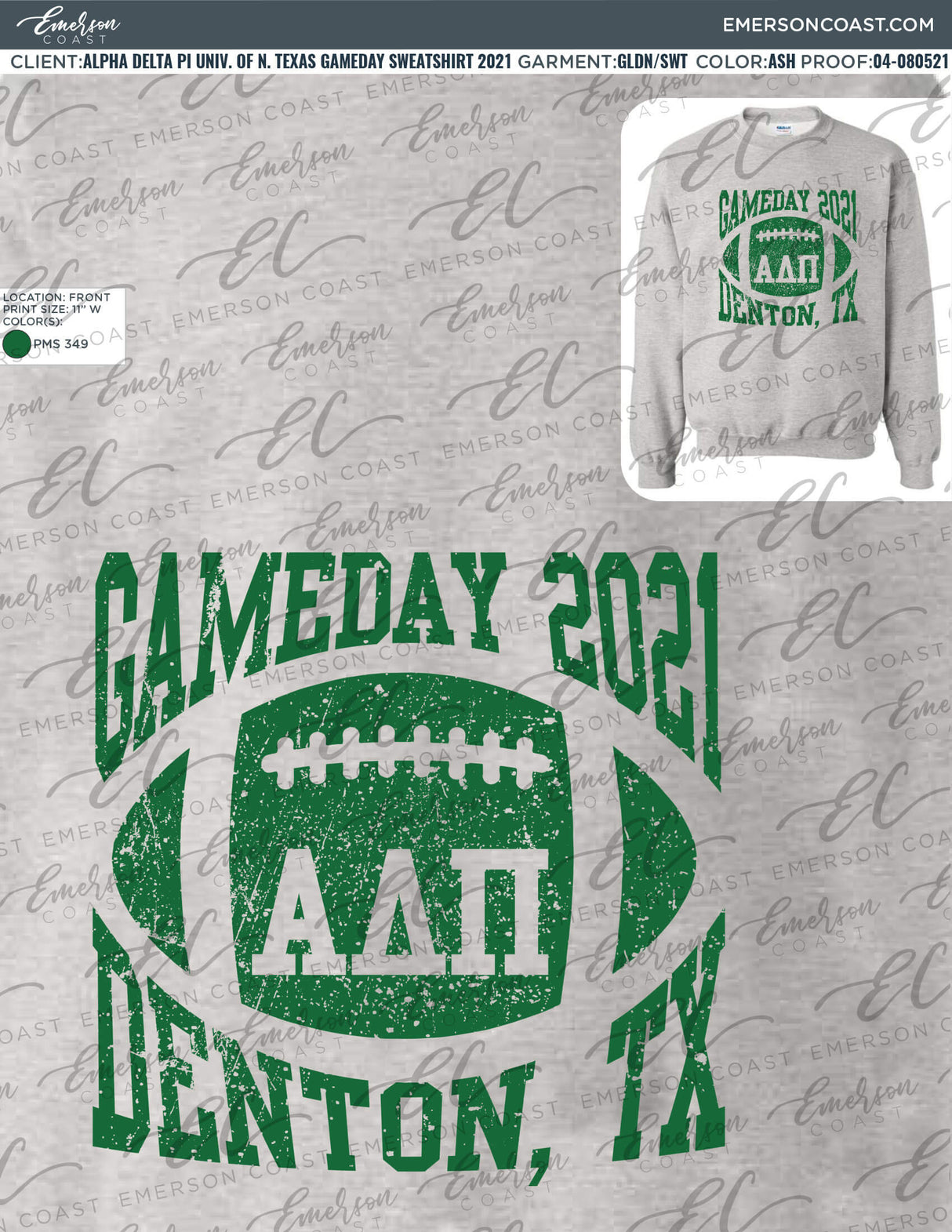 04-080521 Alpha Delta Pi University of North Texas Gameday Sweatshirt 2021