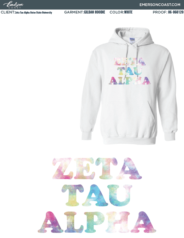 06-060120 Zeta Tau Alpha Boise State University White Hoodies 2020-01