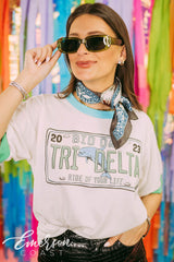 Tri Delta Ride of Your Life Bid Day Colorblock Ringer