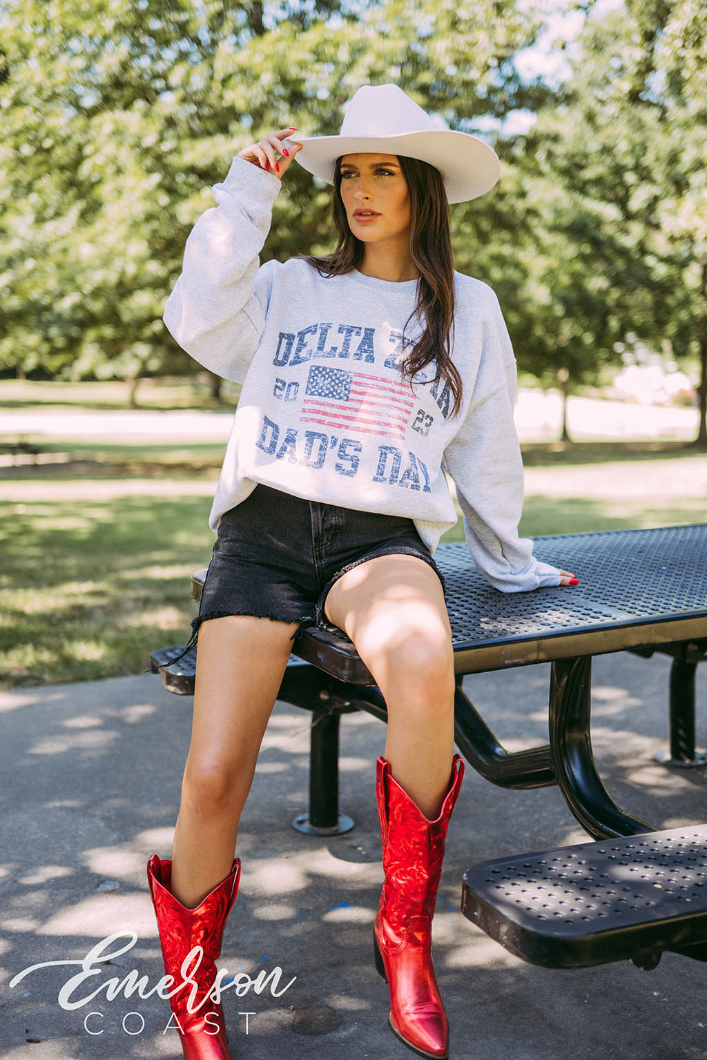 Delta Zeta Dad's Day Flag Crewneck