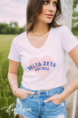 Delta Zeta Heart V-neck Baby Tee