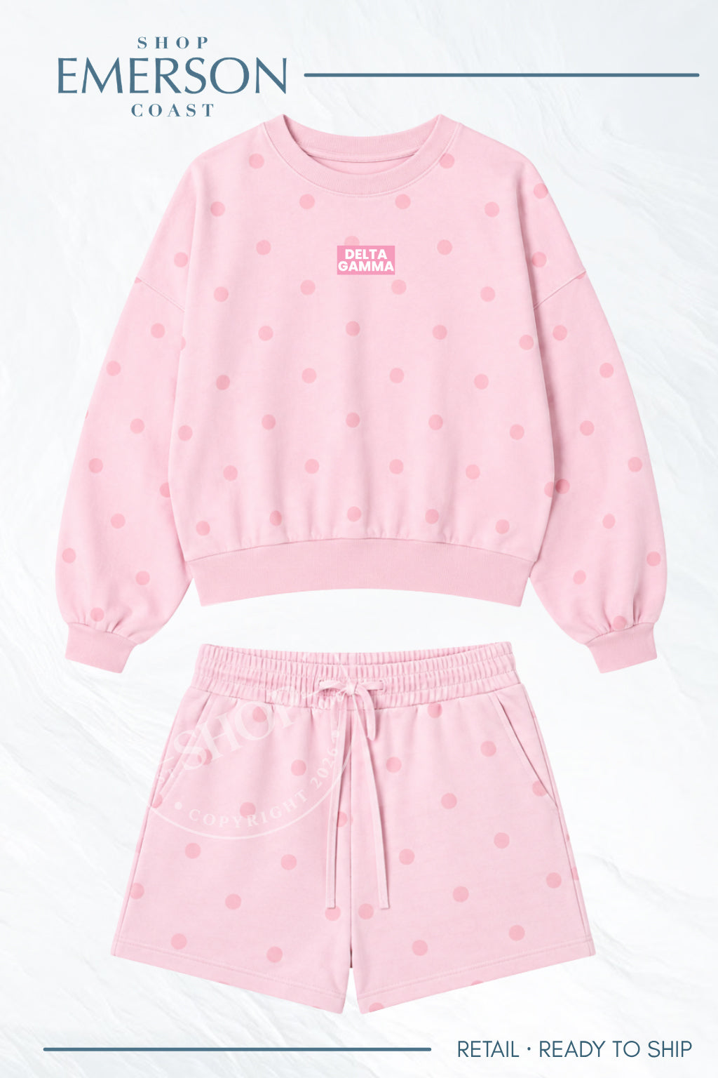 Delta Gamma Pink Polka Dot Patch Set