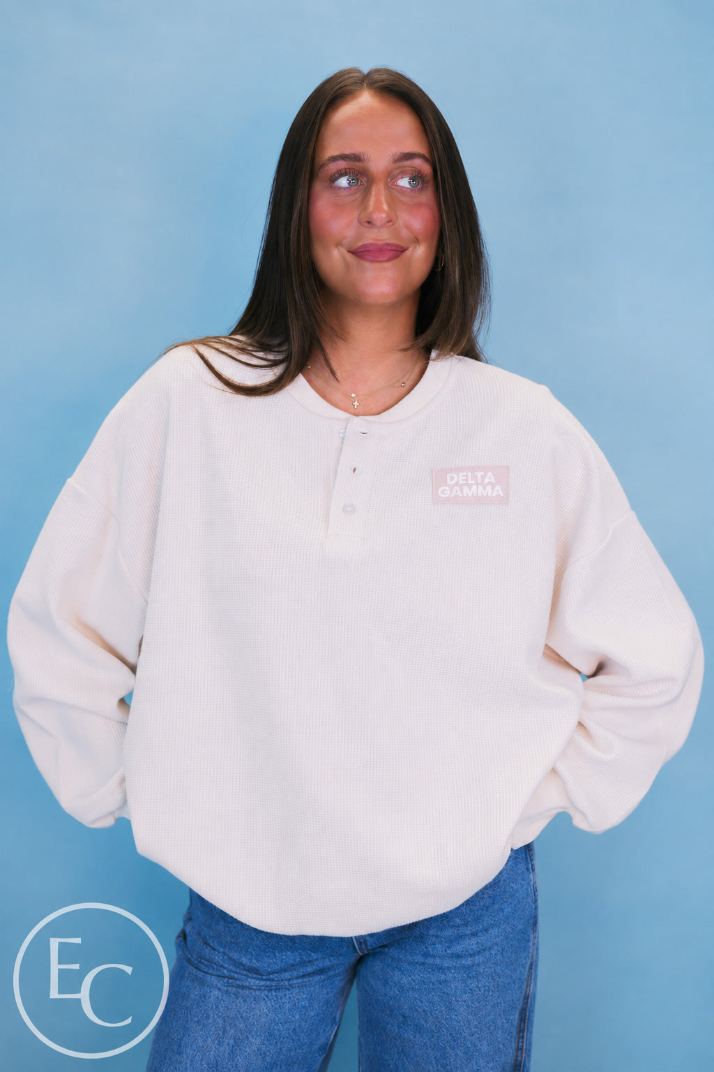 Delta Gamma Waffle Knit Henley