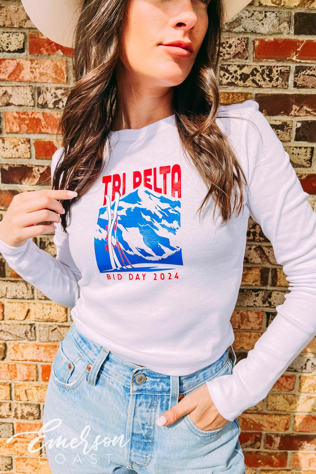 Tri Delta Apres Ski Bid Day Long Sleeve Baby Tee